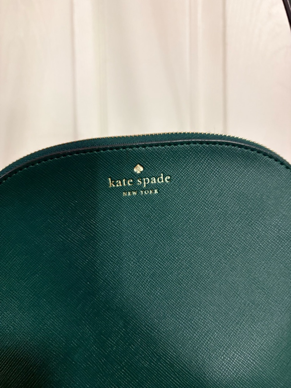 kate spade emerald green Saffiano dome cosmetic case